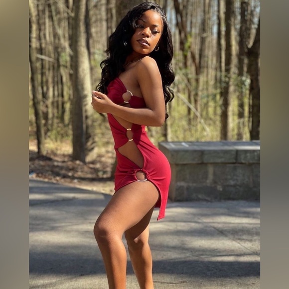 Burgundy Cutout Dress - Picture 3 of 5